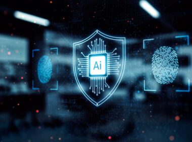 AI cybersecurity for small business protection dashboard showing threat detection and security analytics.