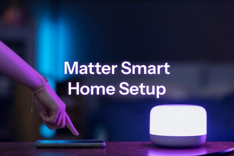 Matter smart home setup for beginners dashboard showing connected devices and universal compatibility.