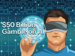 Tech news today showing Meta's $50 billion AI investment announcement with Mark Zuckerberg presenting data center plans
