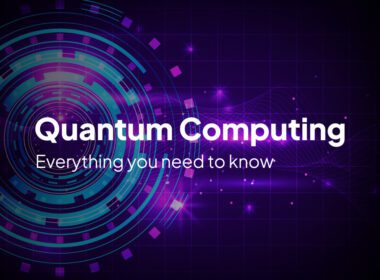 Quantum computing concept illustration showing qubits and quantum states for beginners