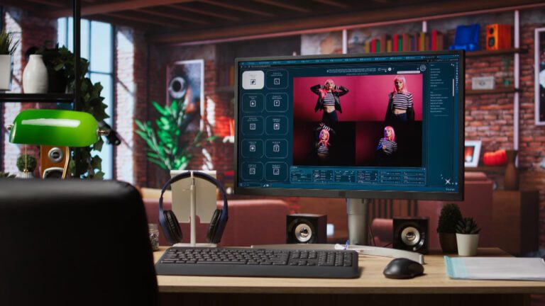 Desktop showing AI video generators used by a content creator.