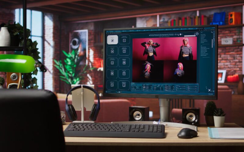 Desktop showing AI video generators used by a content creator.