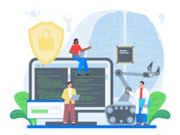 No-code AI platform workflow builder interface demonstrating visual drag-and-drop components for business process automation.