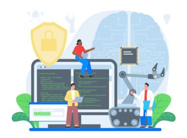 No-code AI platform workflow builder interface demonstrating visual drag-and-drop components for business process automation.