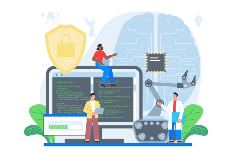 No-code AI platform workflow builder interface demonstrating visual drag-and-drop components for business process automation.
