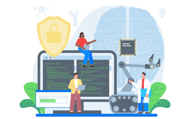 No-code AI platform workflow builder interface demonstrating visual drag-and-drop components for business process automation.